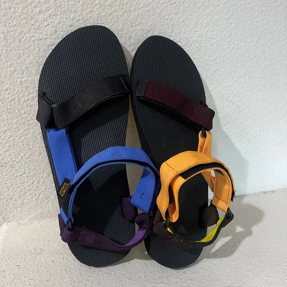 Teva Mens Size 12 Original Universal Pride Rainbow Colorblock‎ Sandals